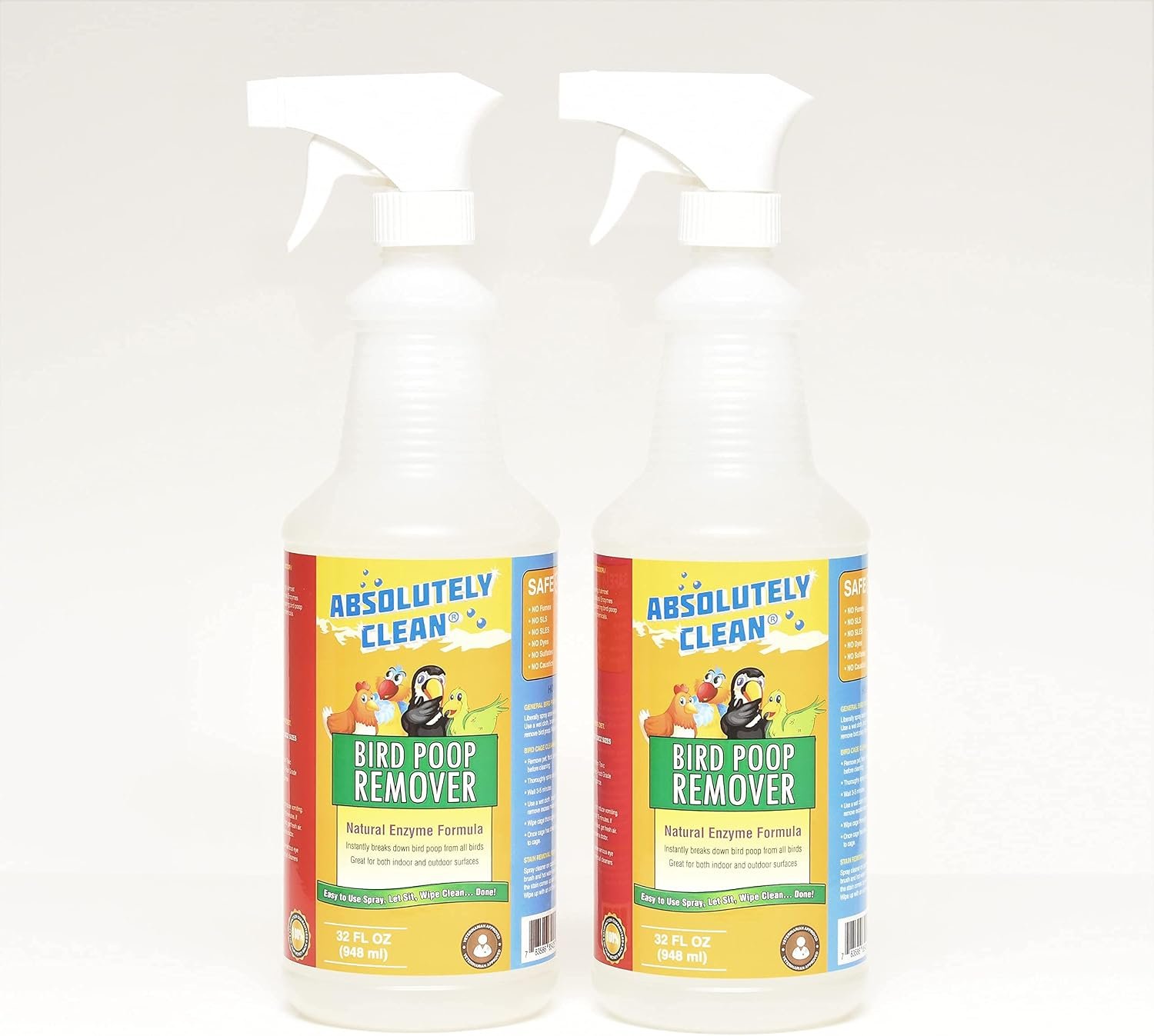 Absolutely Clean Amazing Bird Poop Remover – Just Spray/Wipe – Safely & Easily Removes Bird Messes – Use Indoor/Outdoor – Made in The USA