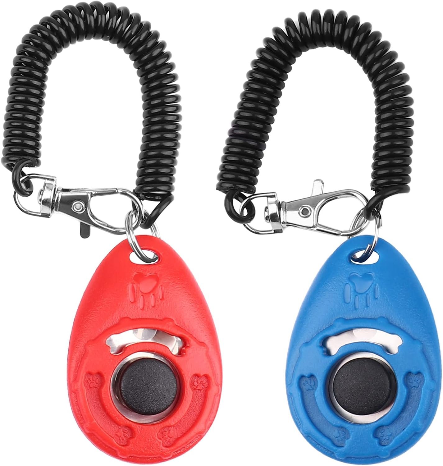 OYEFLY Dog Training Clicker with Wrist Strap Durable Lightweight Easy to Use, Pet Training Clicker for Cats Puppy Birds Horses. Perfect for Behavioral Training 2-Pack (Red and Blue)