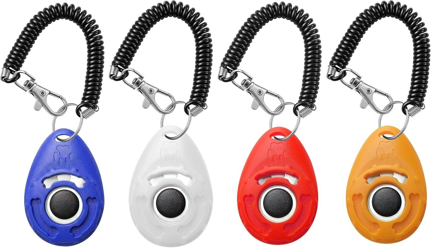 Pet Training Clicker with Wrist Strap – Dog Training Clickers for Puppy, Cat, Potty, Bird, Horse, Pet, Trainer Training Tools, Behavior Aids (Deep Blue + White + Red + Orange)