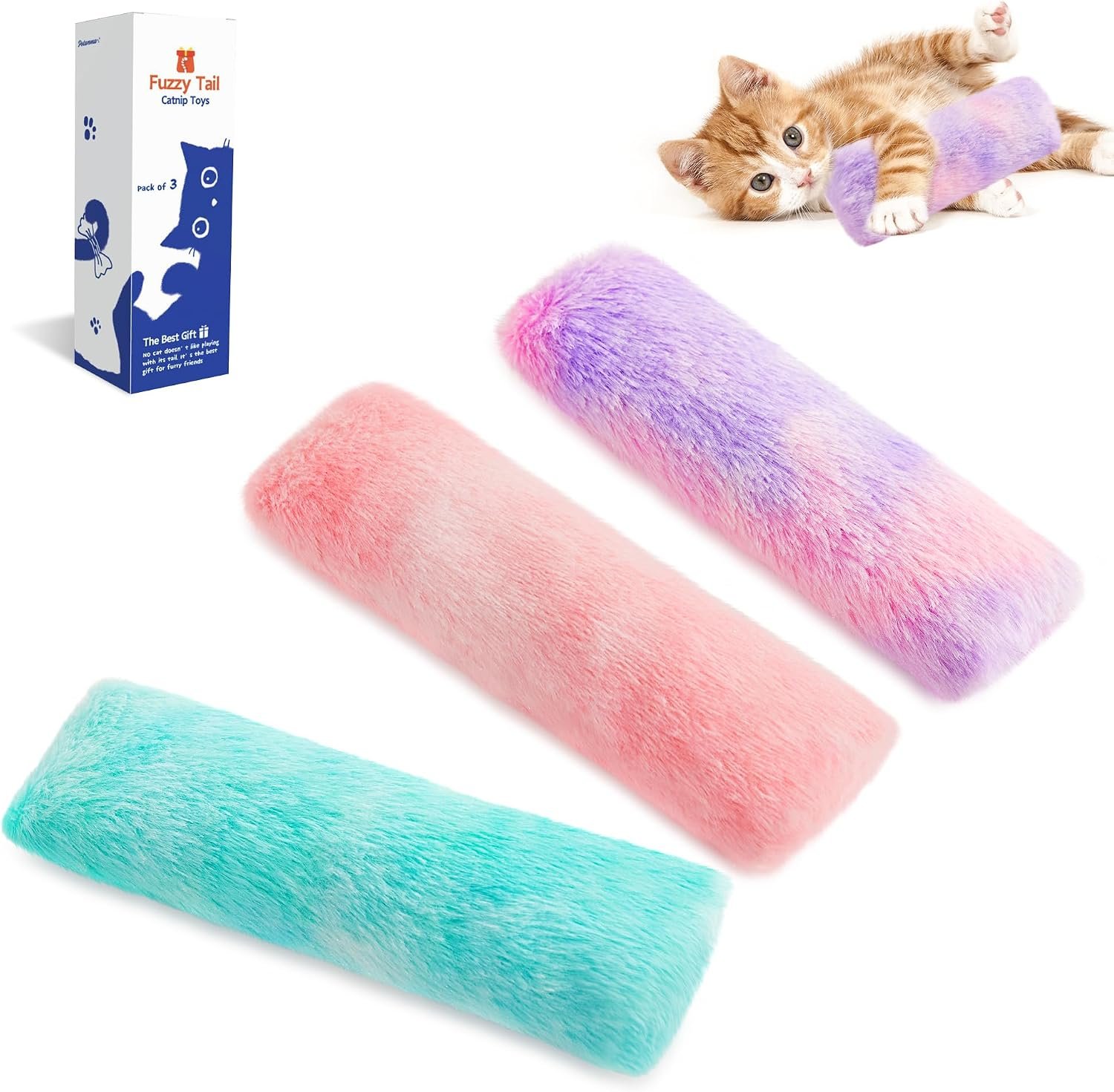 Potaroma Cat Toys Pillows, 3 Pcs, Catnip Inside, Interactive Indoor Fun | Crinkle Sound, Soft and Durable, Kitten Kicker, Promotes Kitty Exercise