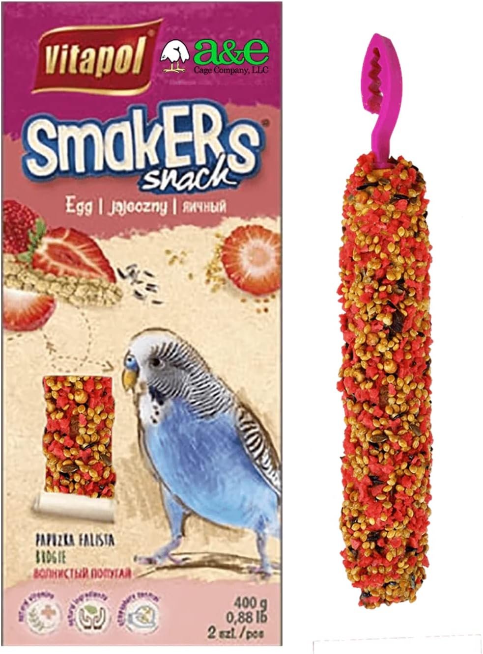 A&E Cage Company Smakers Parakeet Strawberry Treat Sticks