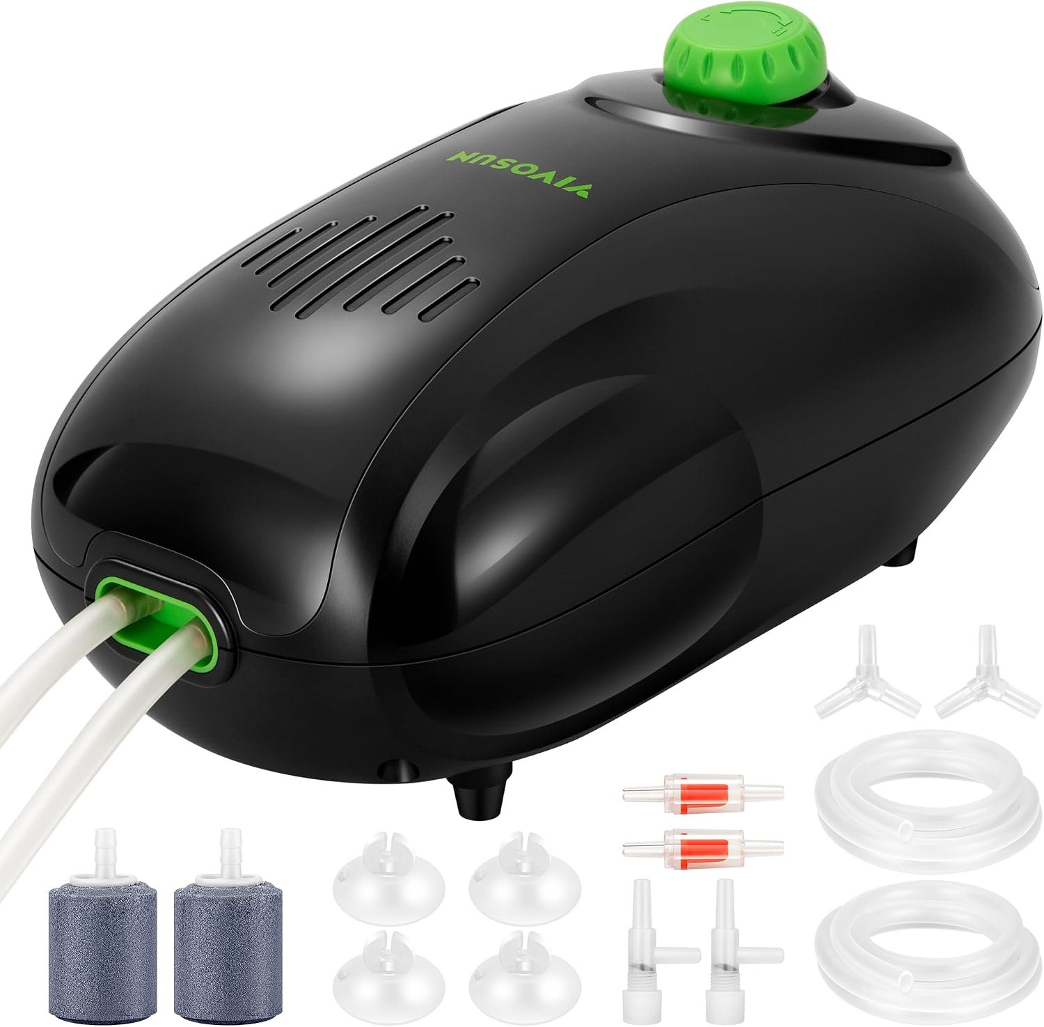 VIVOSUN 160 GPH Aquarium Air Pump Kit, Aerator for 20-300 Gallons Fish Tank | Dual-Outlet Air Pump and Complete Accessories, Ultra-Quiet, Adjustable Aquarium Air Pump