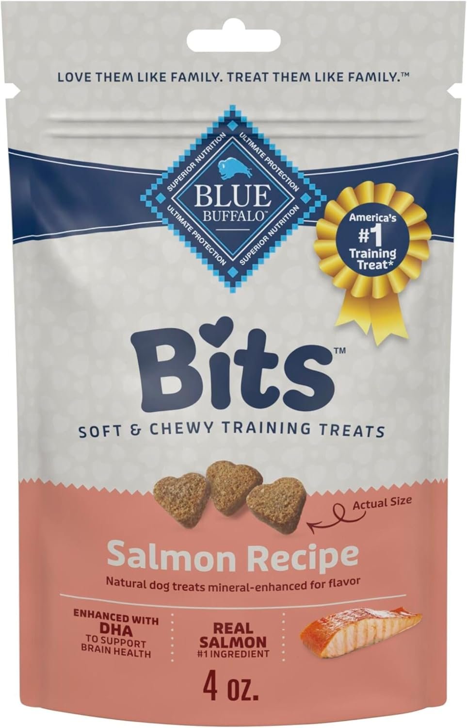 Blue Buffalo Bits Salmon Training Treats, 4 oz | Real Salmon First, DHA for Cognitive Development, No Chicken By-Product Meals, Corn, Wheat, or Soy