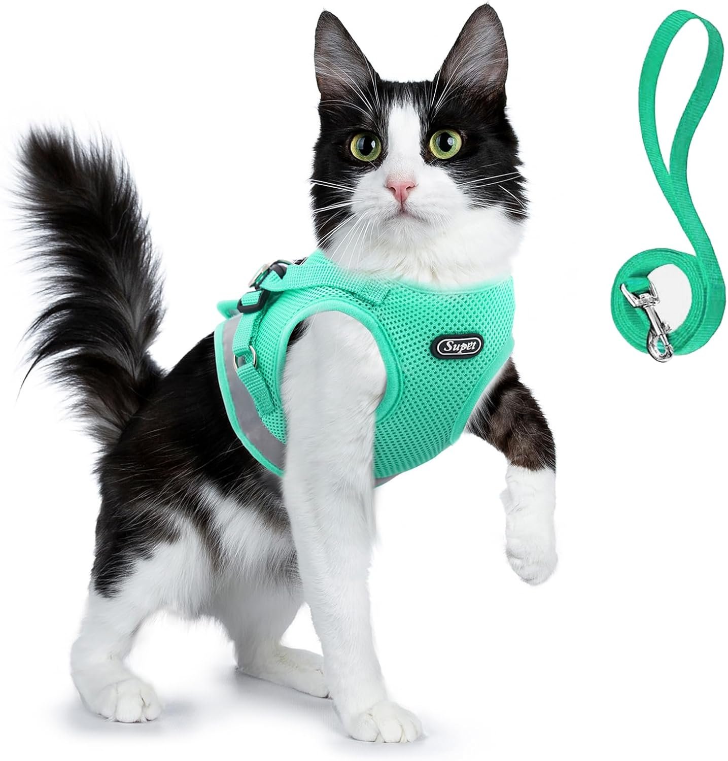 Supet Cat Harness and Leash Set – Soft Mesh Adjustable Cat Vest Harness with Reflective Strap for Walking Cat and Puppy Rabbit