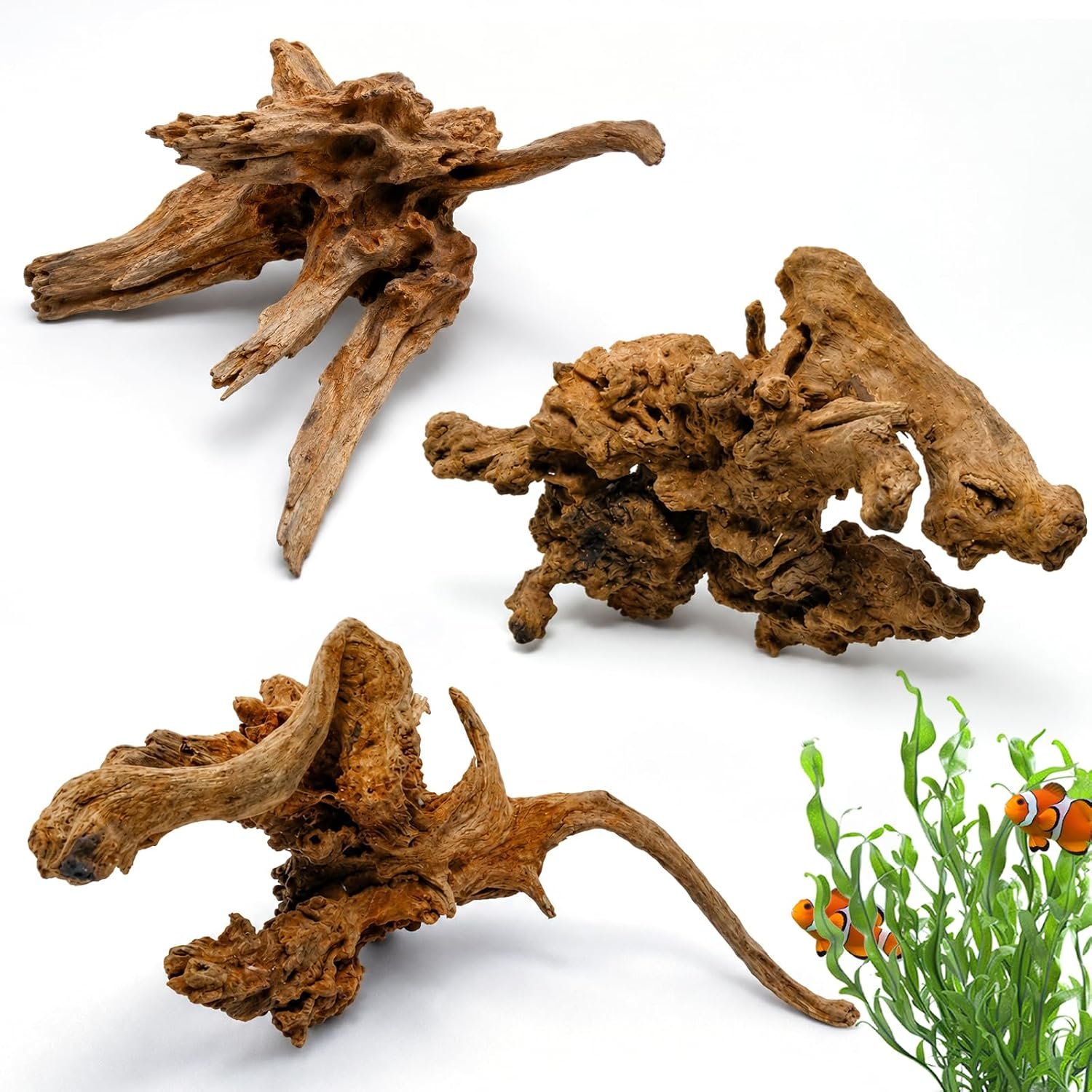 3PCS 8″ Natural Driftwood for Aquarium & Reptile Tank, 7–8 Inches Unique Wood Decor for Fish Tank, Turtles, Lizards, Snakes, Natural Driftwood for Home Decor