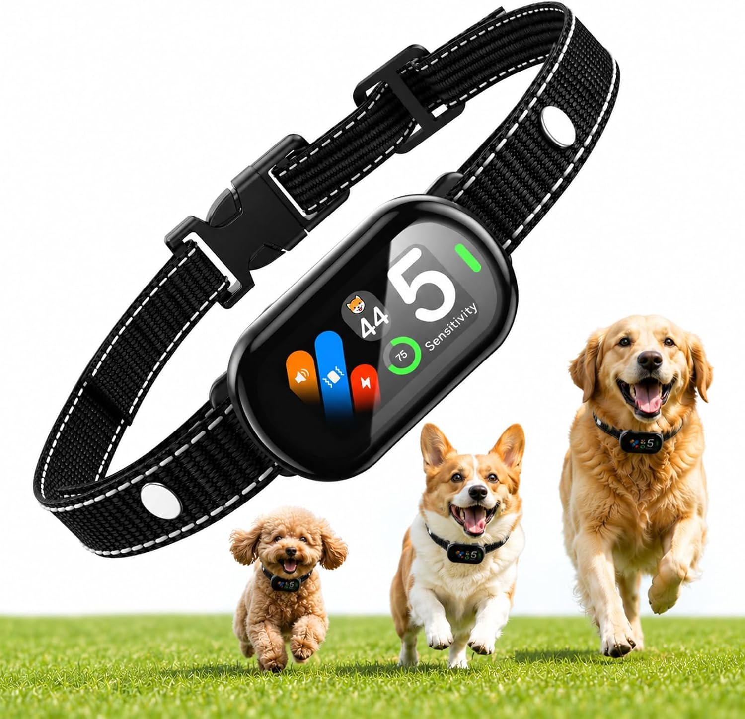 AI Dog Bark Collar for Small, Medium & Large Dogs, Smart Anti Bark Collar with Automatic Bark Detection & False Trigger Protection, Humane Dog Training Collar, Rechargeable, Waterproof