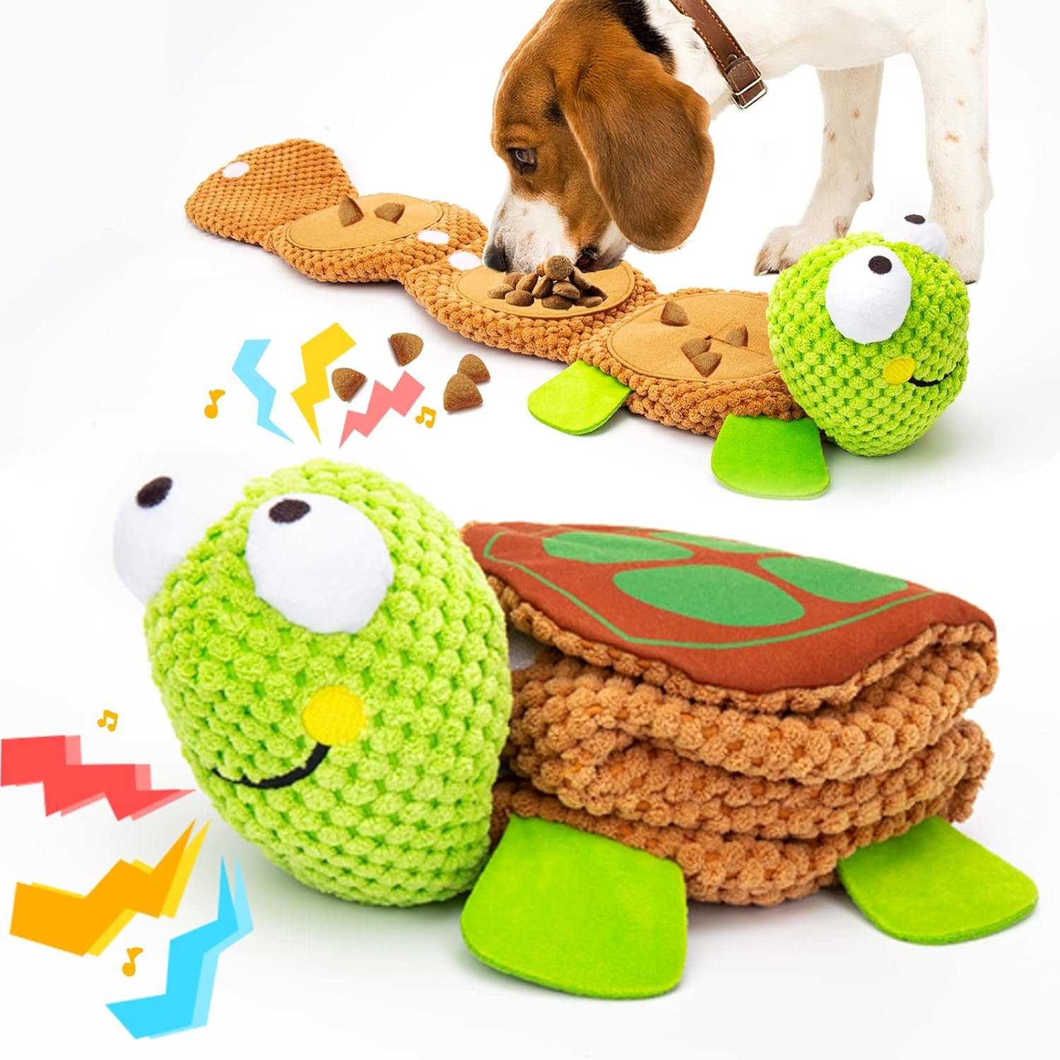 lilfrd Dog Puzzle Enrichment Toy, Squeaky Crinkle Plush Turtle Puppy Toy | Mental Enrichment, Energy Release, Perfect for Small Medium Large Dogs
