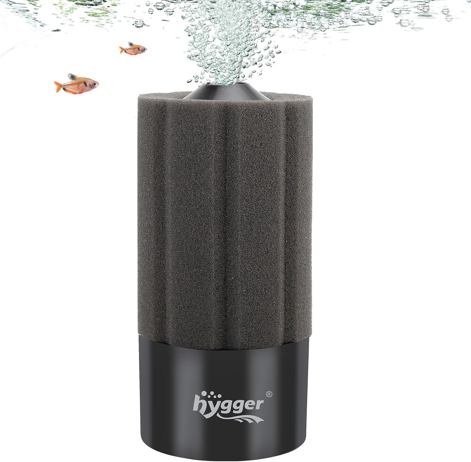 hygger Aquarium Sponge Filter 20-55 Gallon Fish Tank Filter for Breeding Fry Shrimp Snails Betta Air-Powered Filter with Reusable Biochemical Ball Spare Sponge Foam Filter