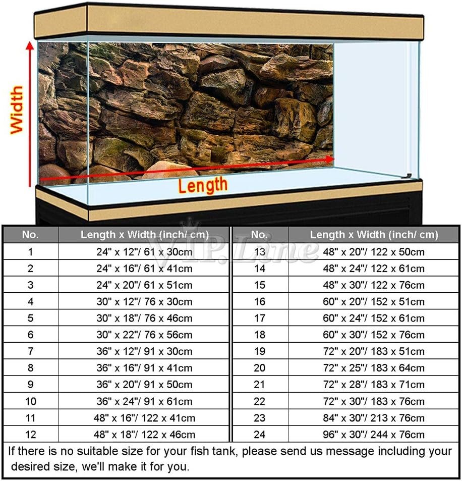 Rock Wall Aquarium Background Poster PVC Fish Tank Decor Landscape 24 36 48 72 (36″ x 16″/ 91 x 41cm)