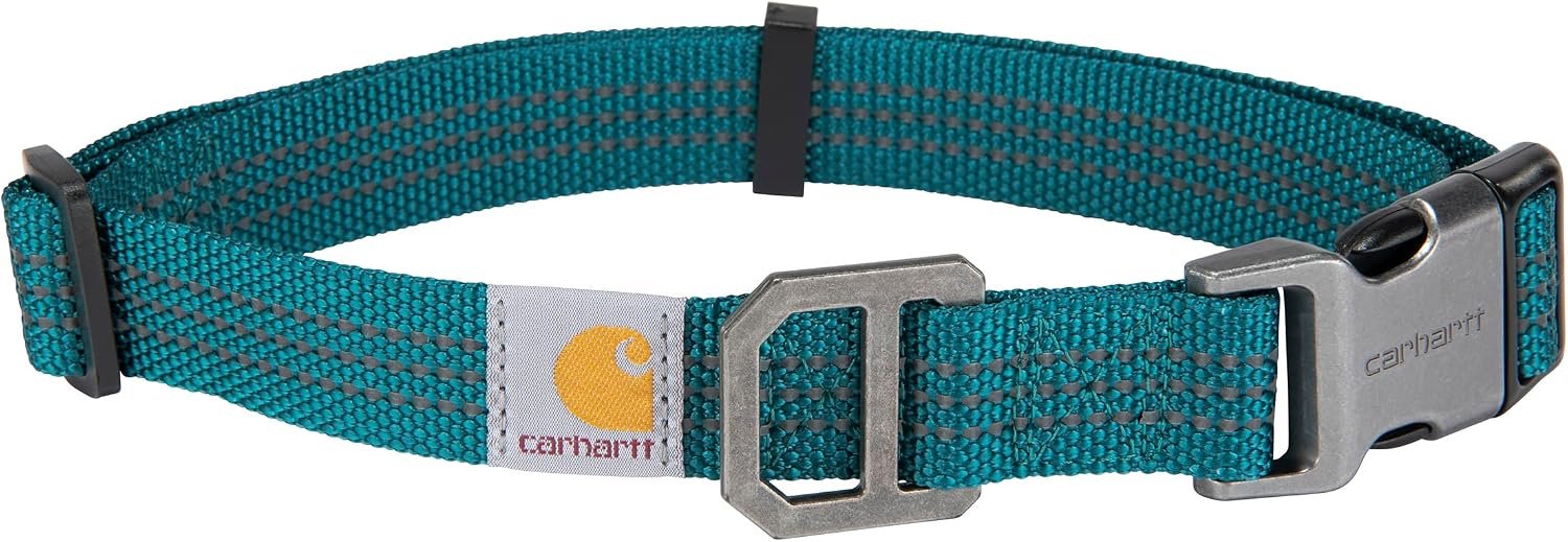 Carhartt Dog Collar Shaded Spruce L | Nylon Webbing, Fully Adjustable with Durable Side Release Buckle and Reflective Stitching
