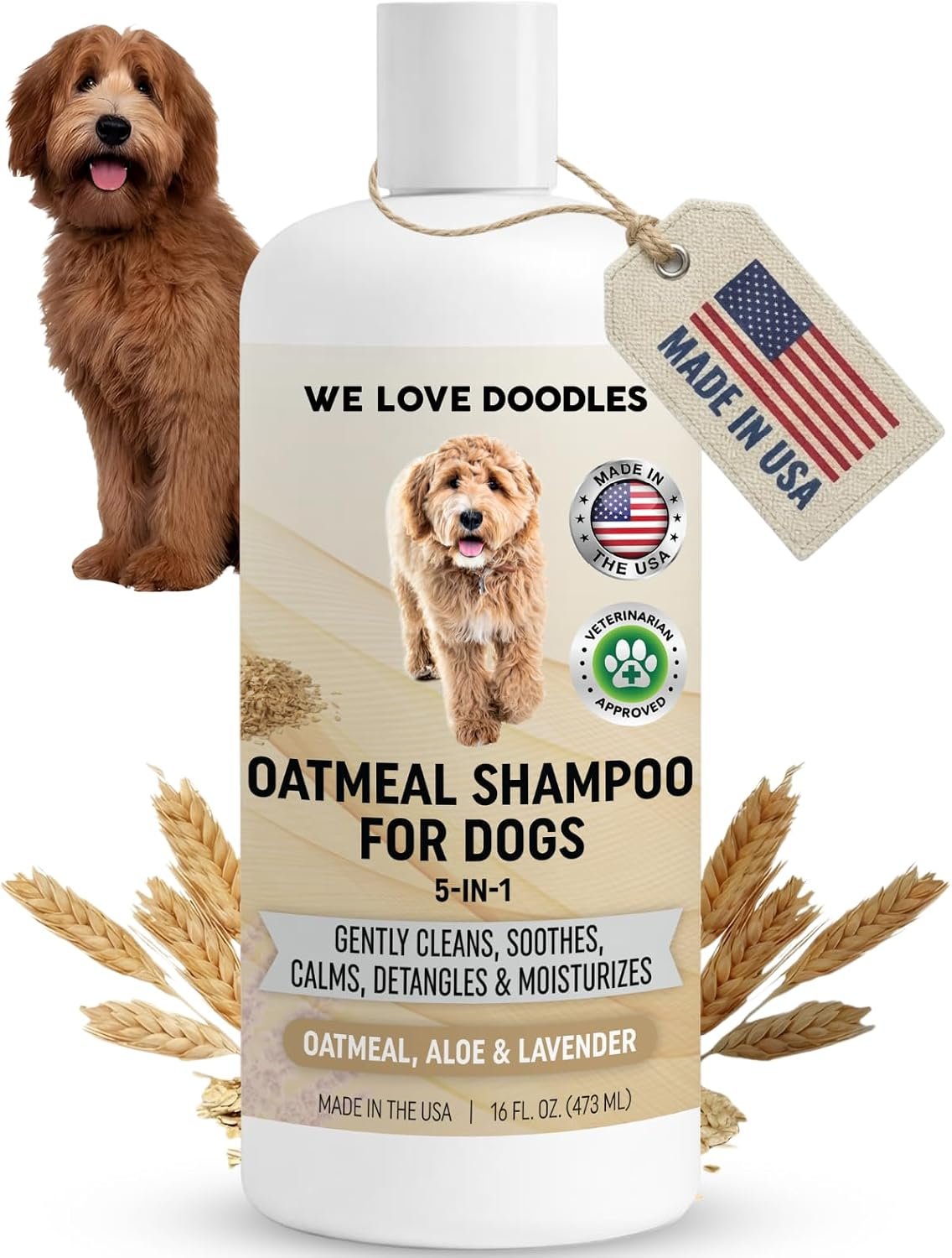 Premium Oatmeal Shampoo & Conditioner for Dogs with Sensitive & Itchy Skin | Provides Itch Relief & Soothes Dry Skin, Hypoallergenic, Tearless & Natural For Puppies, Pets & Cats, Anti-Itch, Made In USA