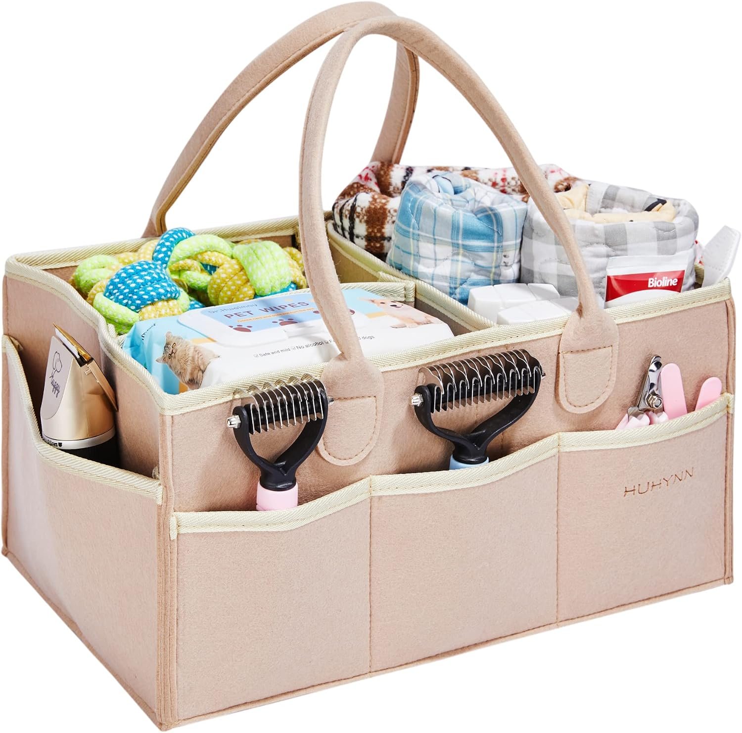 Pet Grooming Tote Bag, Dog Grooming Supplies Organizer Bag, Dog Grooming Bag for Travel Outdoor(BAG ONLY) (Khaki)