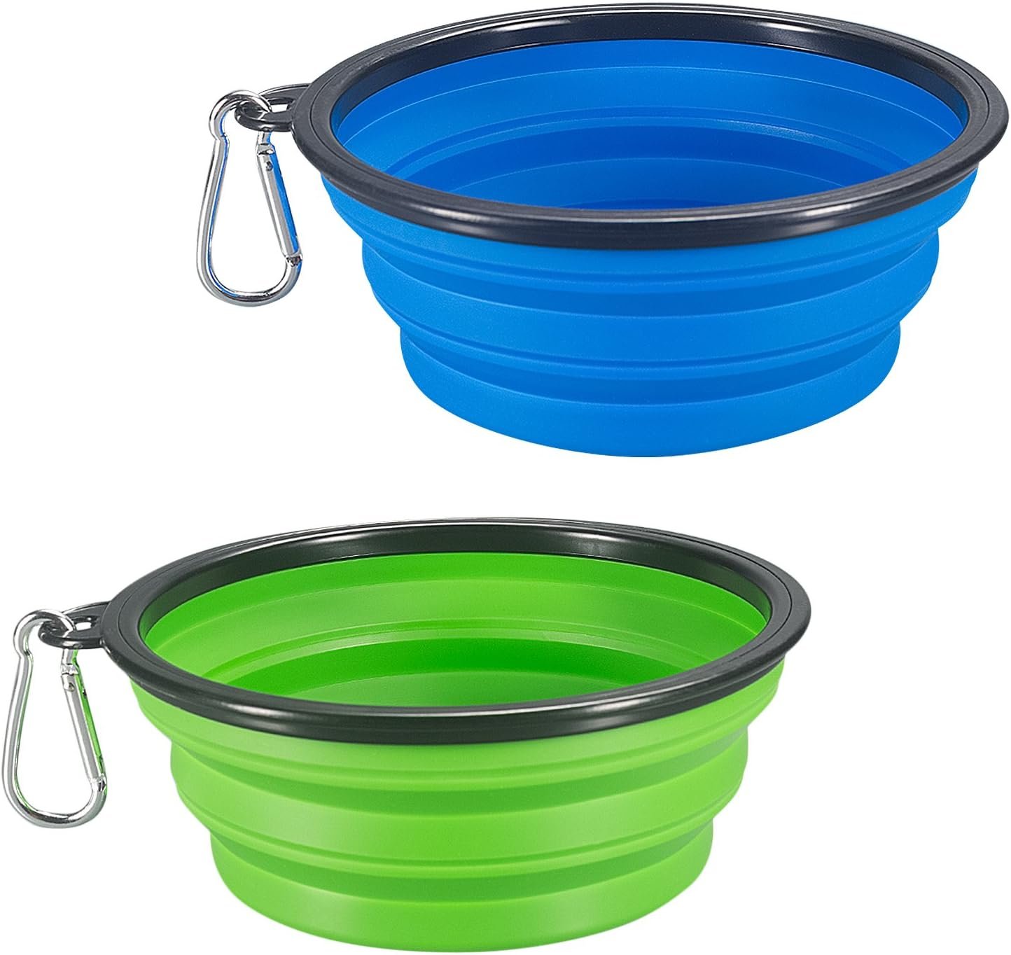 2-Pack Extra Large Size Collapsible Dog Bowl, Foldable Bowls for Dog | Expandable Cup Dish for Pet Cat Food Water Feeding Portable Travel Bowl Blue and Green