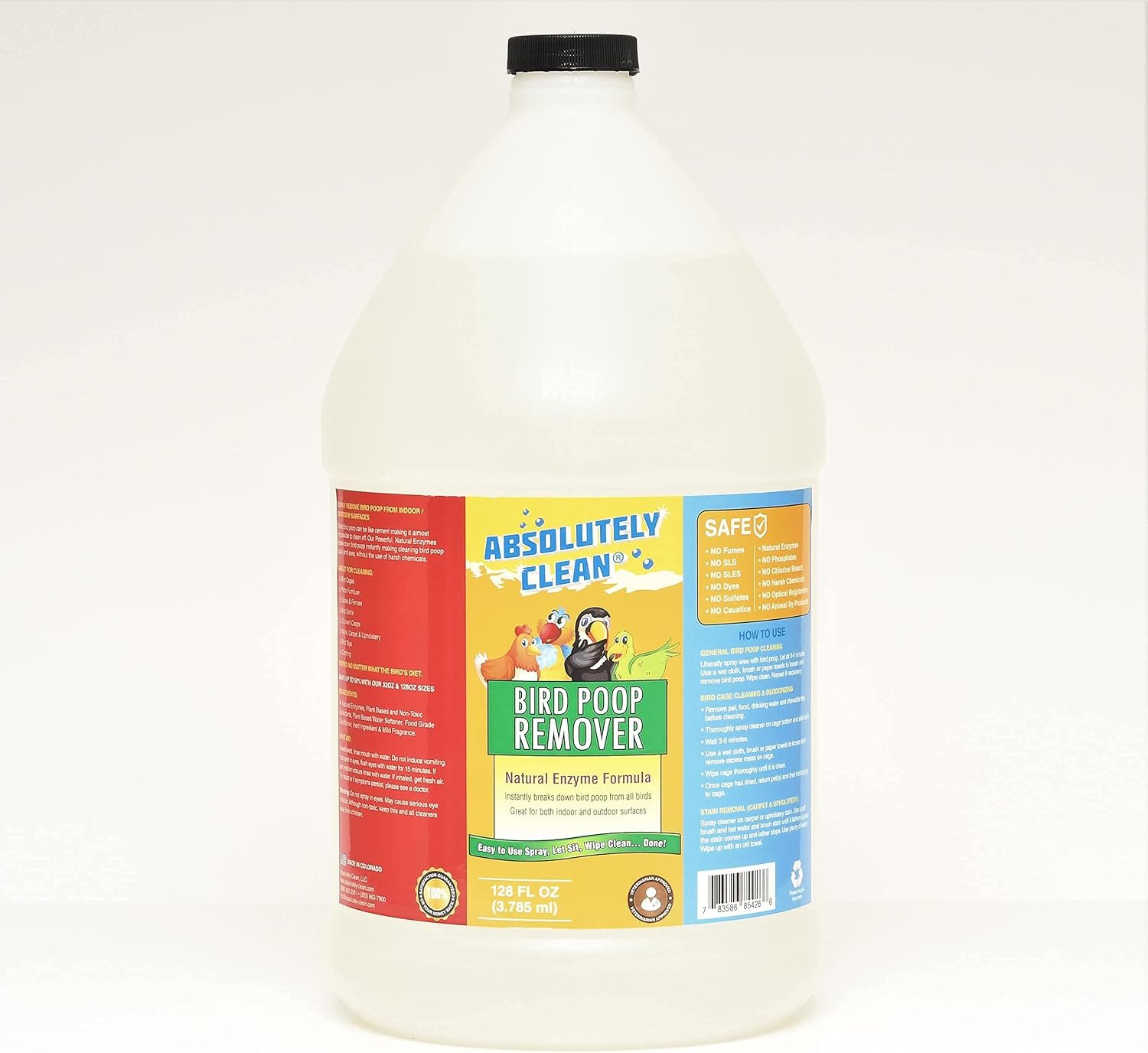Absolutely Clean Amazing Bird Poop Remover – Just Spray/Wipe – Safely & Easily Removes Bird Messes – Use Indoor/Outdoor – Made in The USA