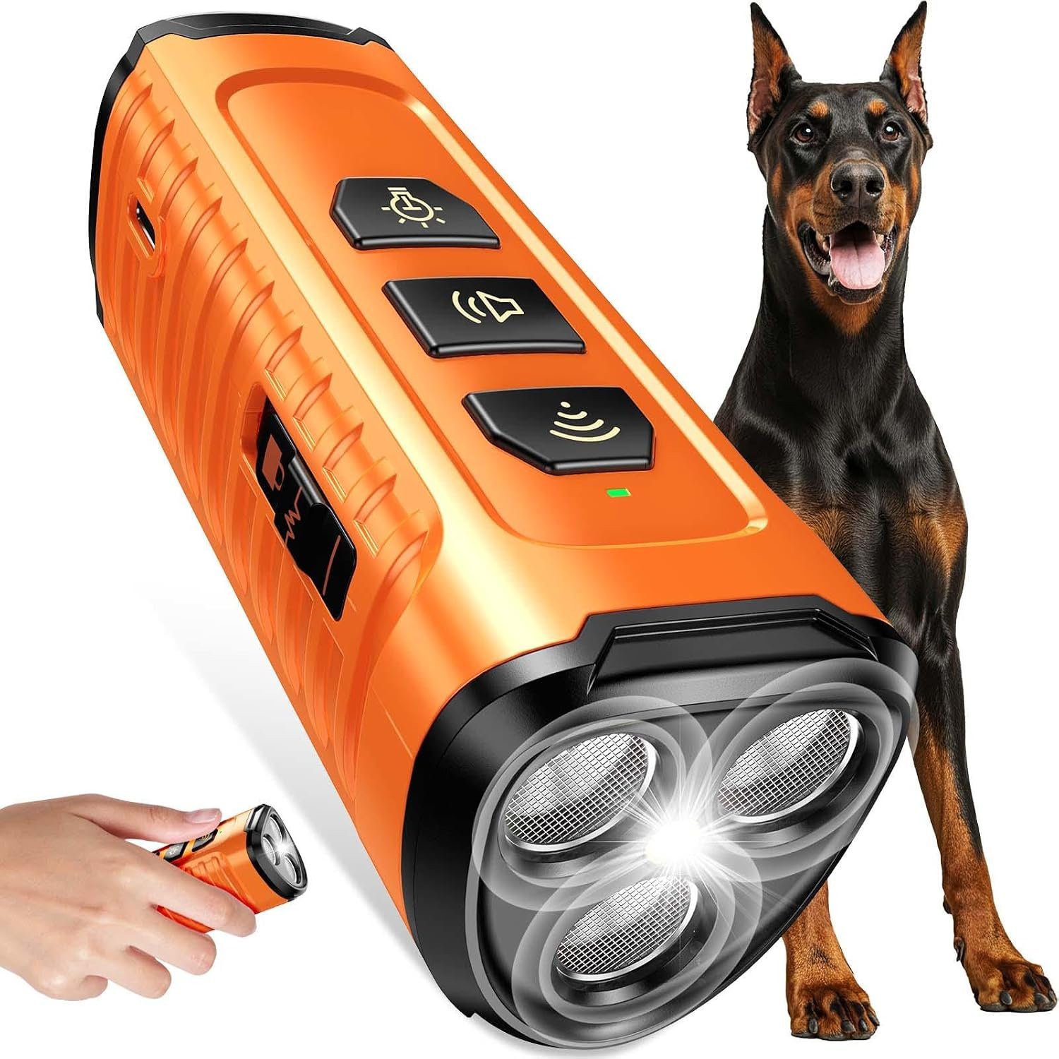 Cbersmg 3X Ultrasonic to Stop Barking Neighbors Dog, Portable Anti Barking Device Dog Bark Deterrent Device 50ft Range 5 Modes, Flashlight & Beep Safe & Effective for Small, Medium & Large Dogs | 3X Ultrasonic Dog Bark Deterrent Devices with 50ft Range 5 Modes, Flashlight Beep Mode