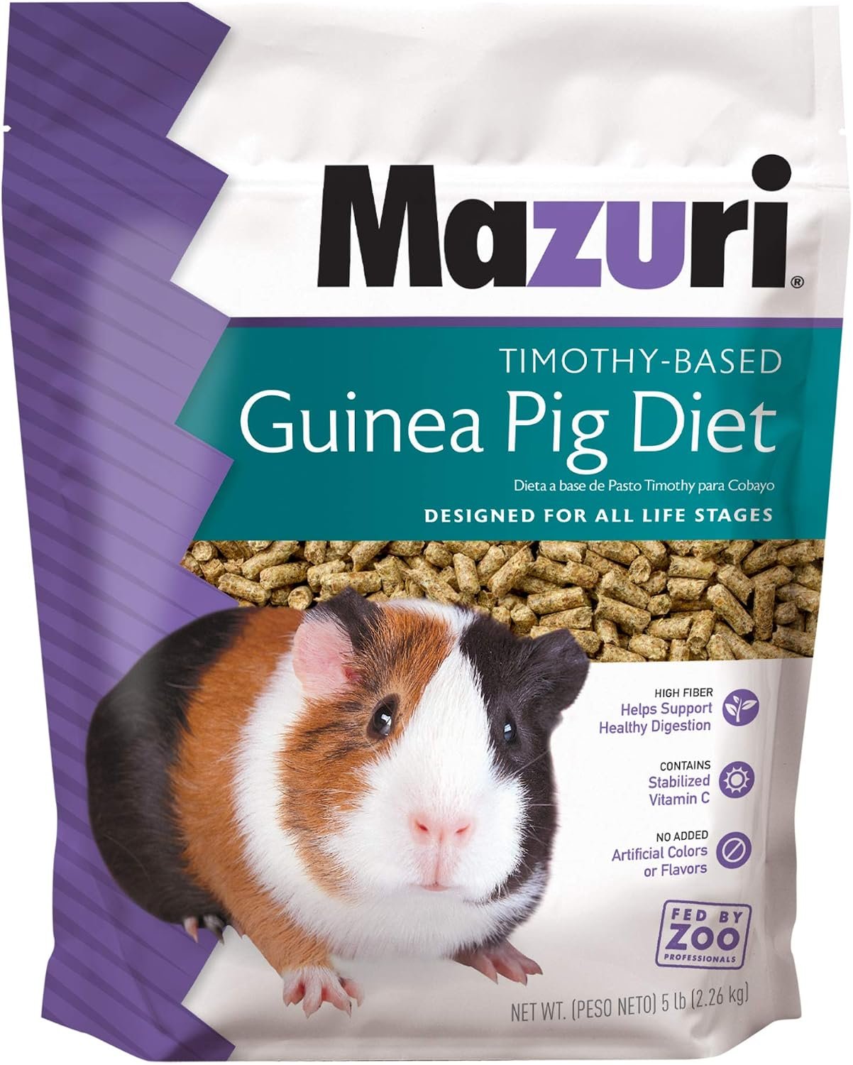 Mazuri® Timothy Hay-Based Guinea Pig Diet | Food for Guinea Pigs | 5 Pound (5 LB) Bag