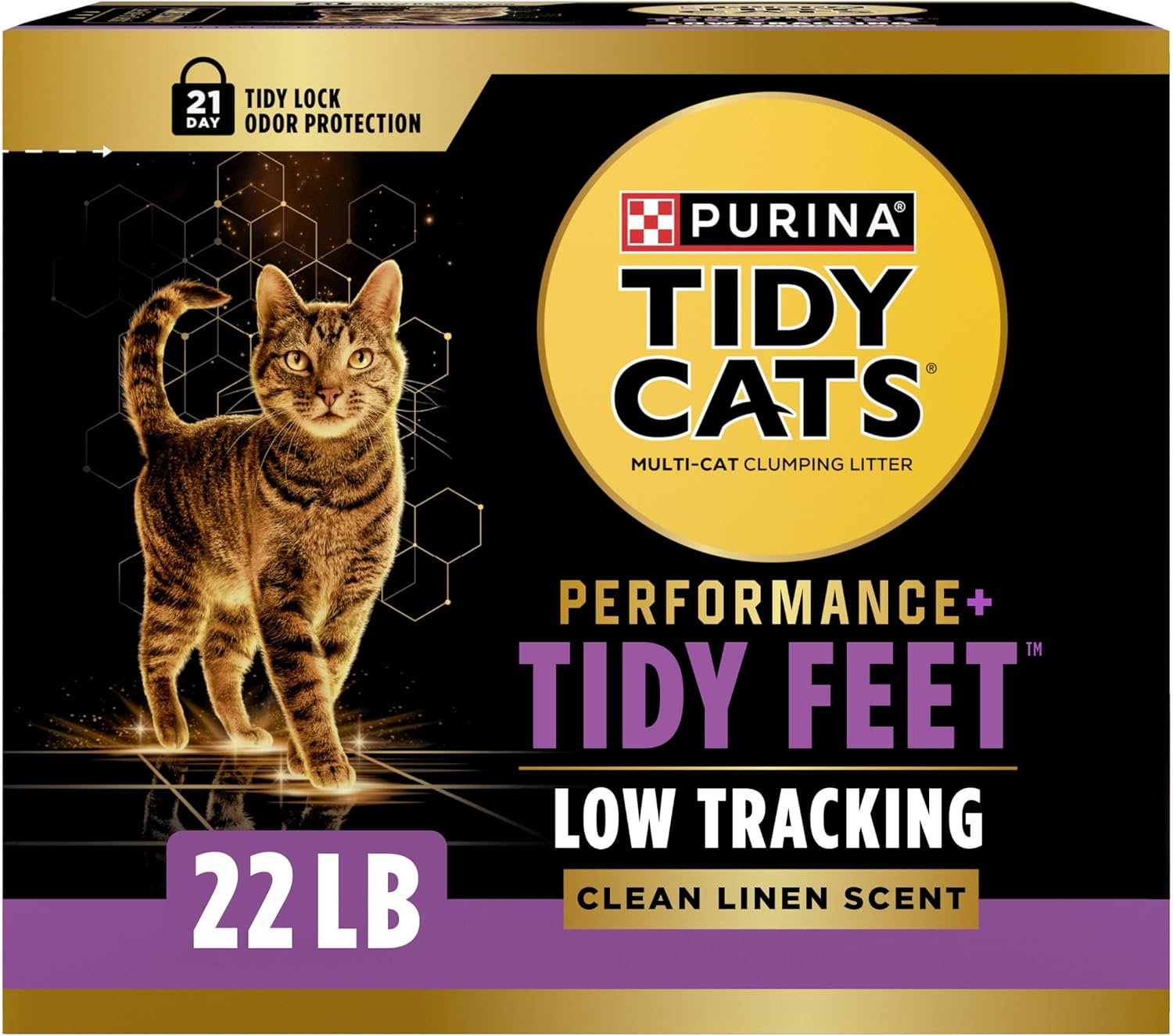Purina Tidy Cats Tidy Feet Clumping Low Tracking Cat Litter With Odor Control – Clean Linen Scent – 22 lb. Box