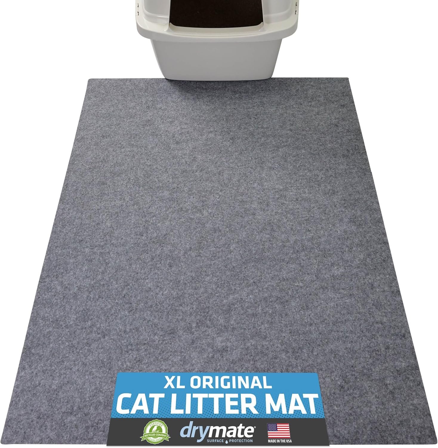 Drymate Cat Litter Box Mat, Litter Trapping Mat, Light Grey, 29×36 XL | Waterproof, Urine-Proof, Absorbent, Machine Washable, Soft on Paws, Contains Mess, Protects Floors, Kitten Supplies, USA Made