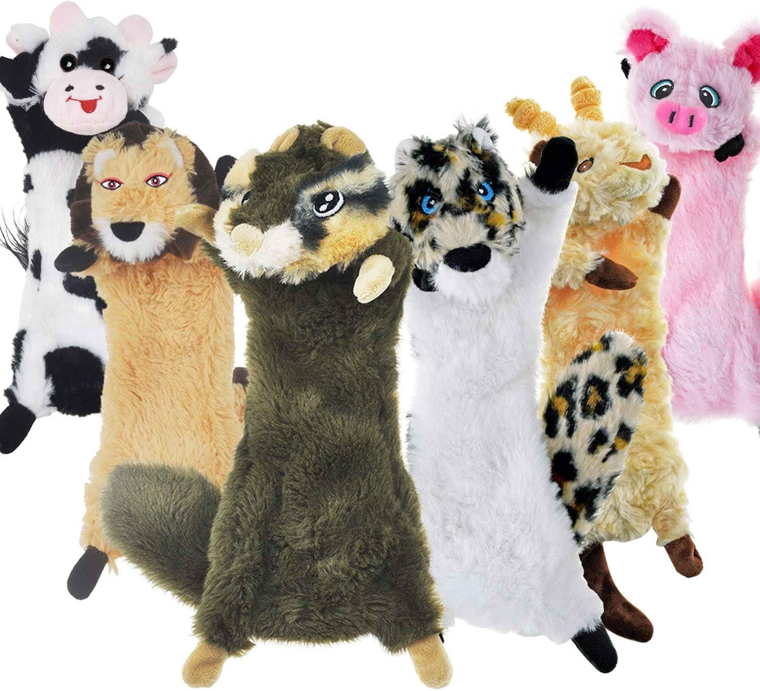 SHARLOVY Dog Squeaky Toy No Stuffing 6 Pack, Dog Toys Crinkle for Puppy | for Small Puppy, Durable Chew Plush Cute Animals Natural for Teething Pet
