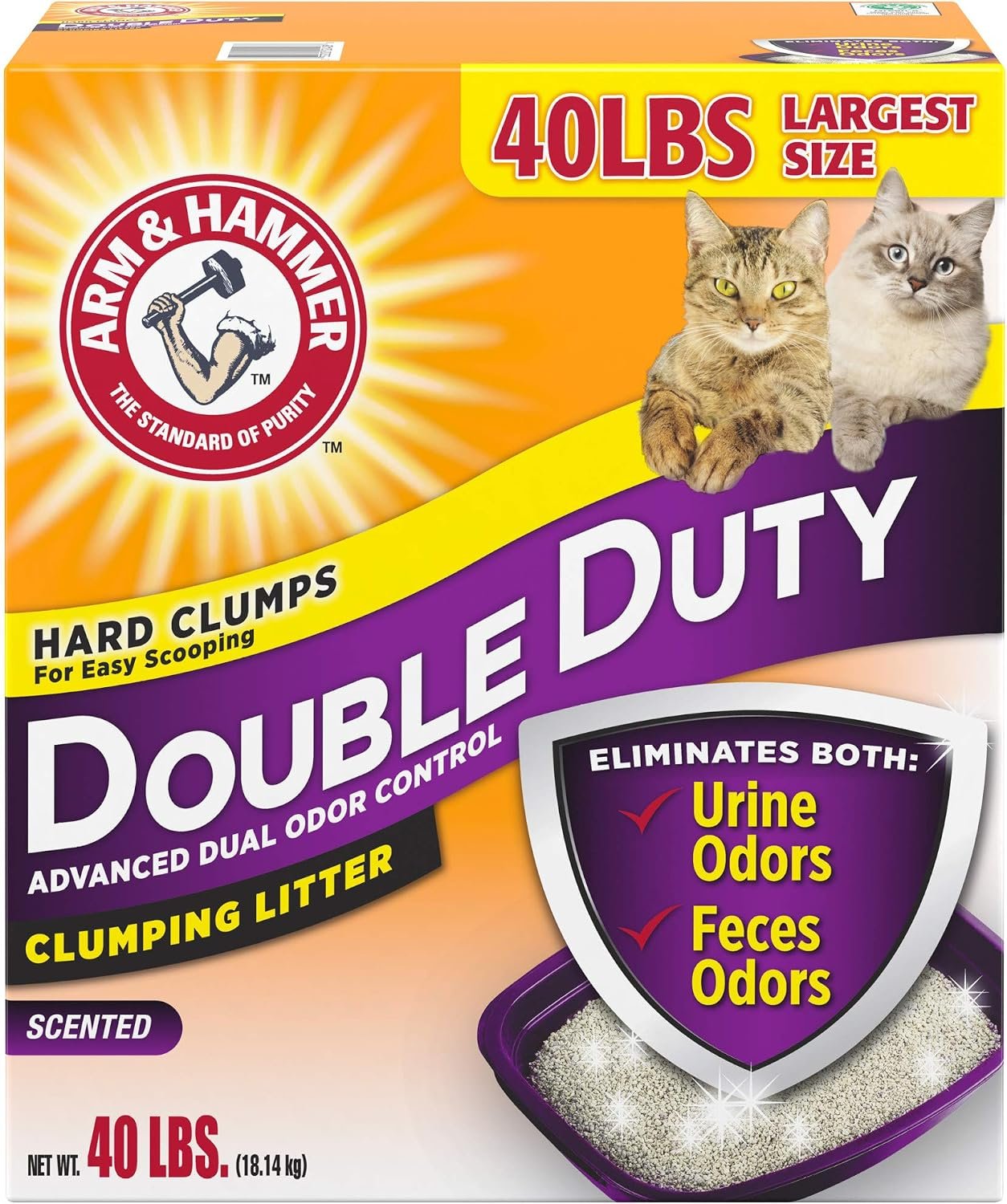 Arm & Hammer Double Duty Clumping Cat Litter, 40lb Box