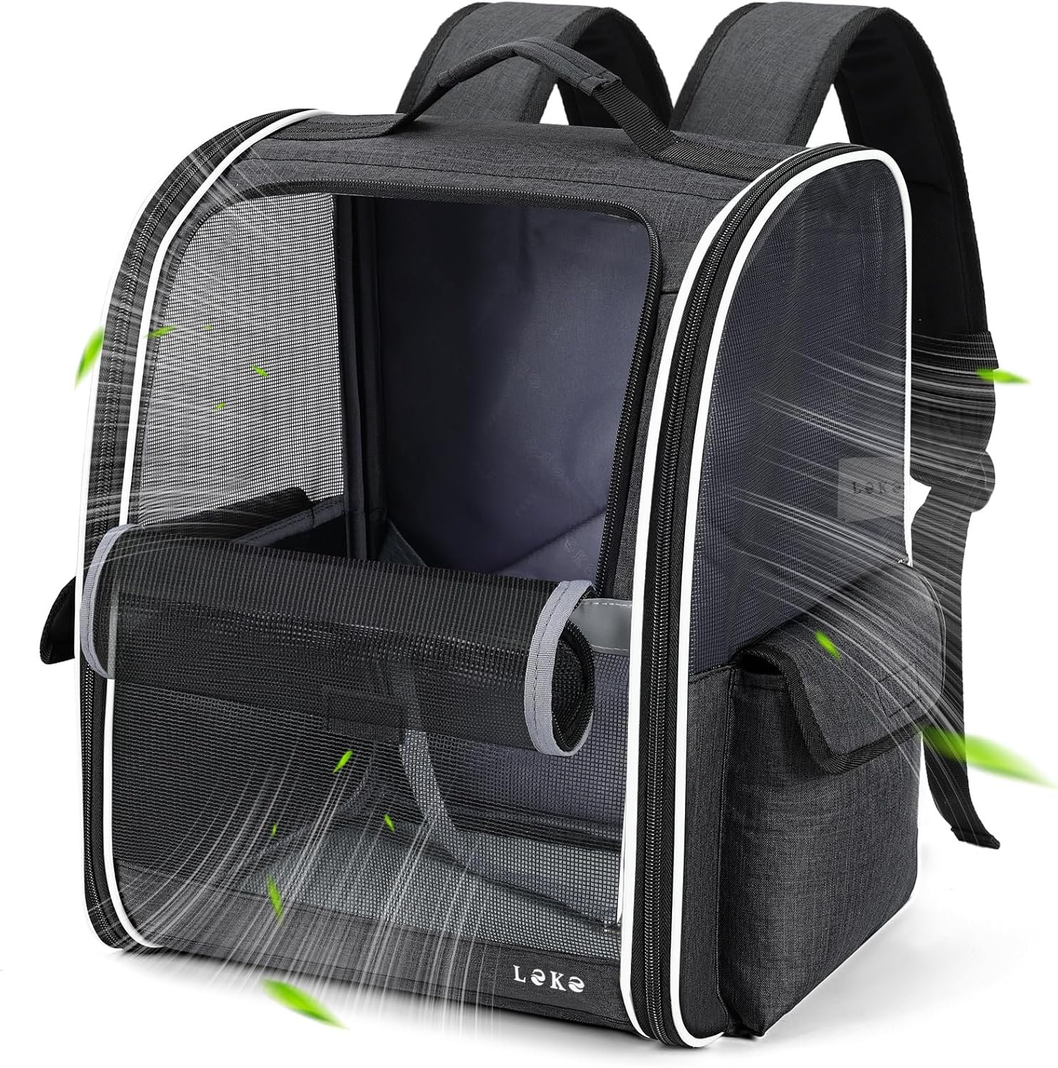 Lekereise Dog Carrier Backpack for Small Medium Dogs Cats up to 18 lbs, Breathable Pet Backpack Carrier with 3 Entrances, Collapsible Cat Backpack Carrier, Travel Hiking Puppy Backpack