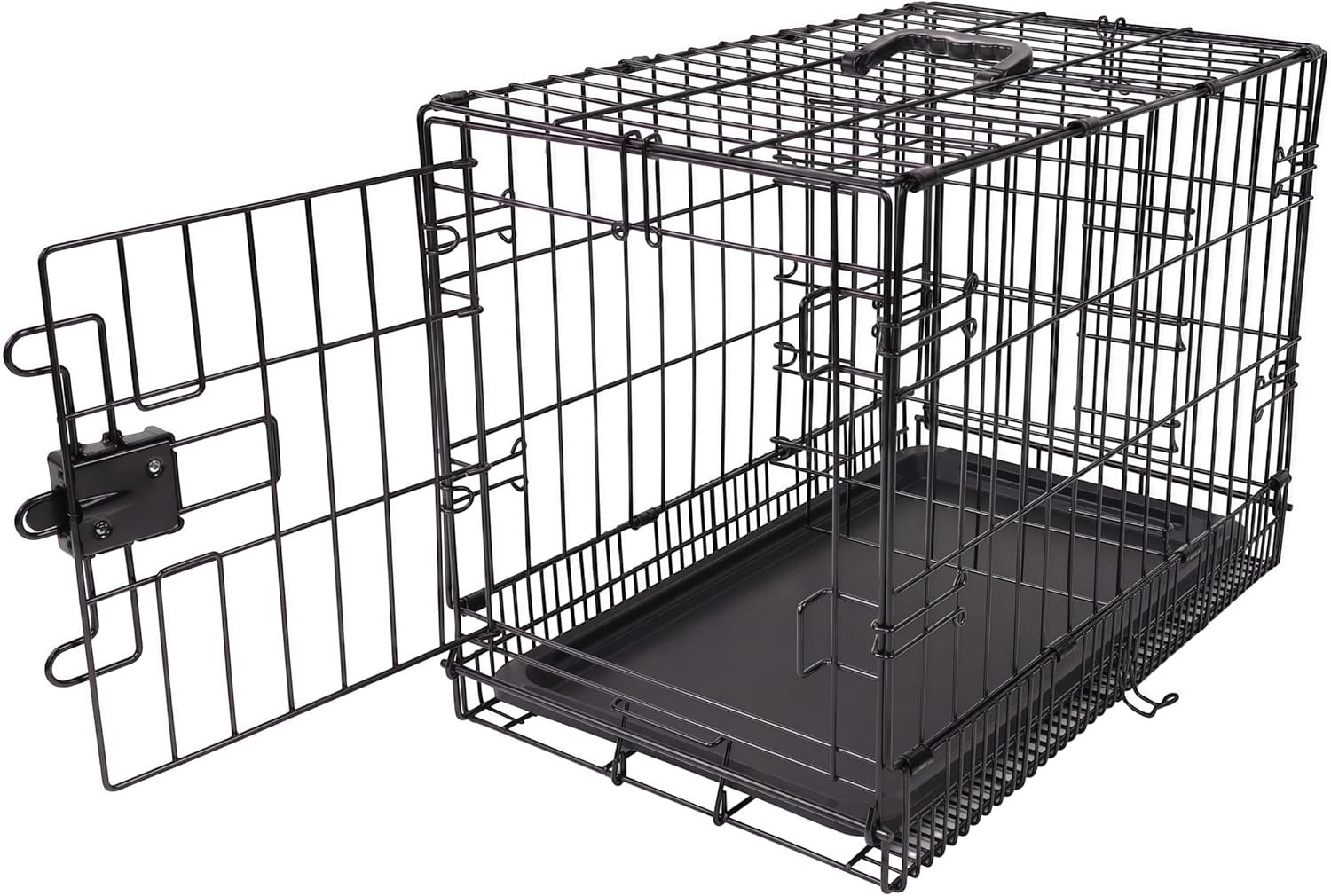 Amazon Basics Portable, Foldable Metal Wire Dog Crate with Removable Tray, Single Door, Divider Panel, Quick Setup, 30 x 19 x 21 in, Black