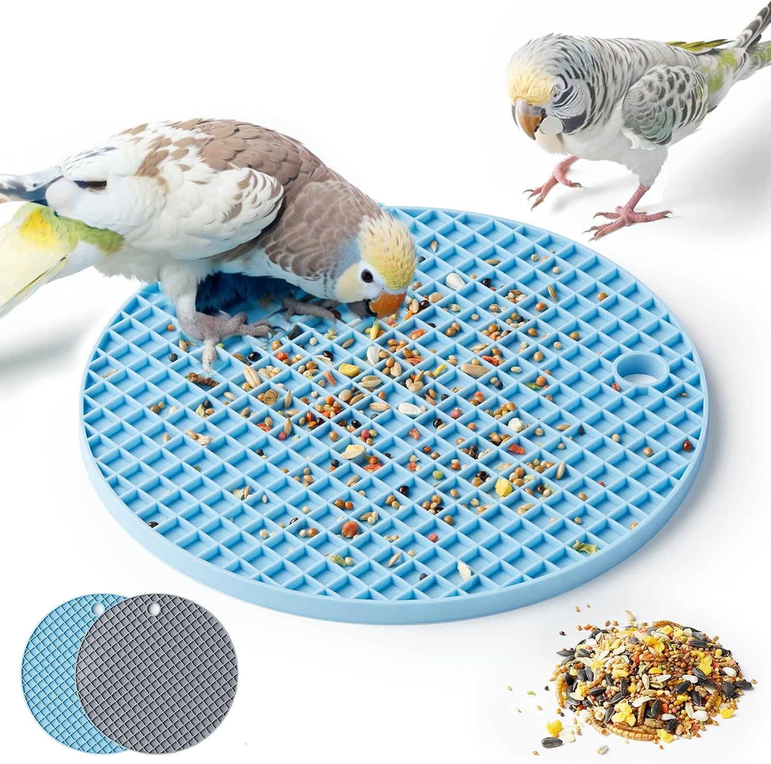 2Pcs Bird Foraging Toys, Slow Feeder Mats for Health, Dishwasher-Safe | Interactive Parrot Puzzle Toys to Increase Feeding Time, Bird Enrichment Toys for Parakeet, Cockatiel, Conure, Budgies