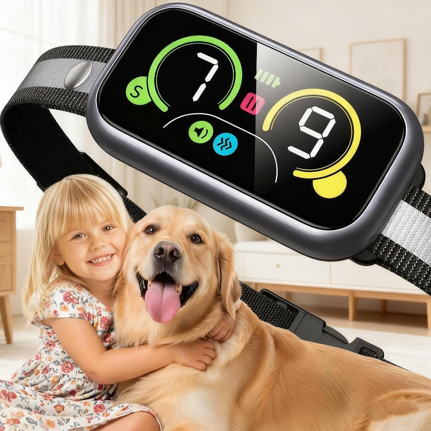 Dog Bark Collar, Instant Bark Solution, Smart Anti Barking Device with 4 Correction Modes, Fast-Acting Barking Collar for for Large Medium Small Dogs 5-150lbs, Ideal for Home & Outdoor