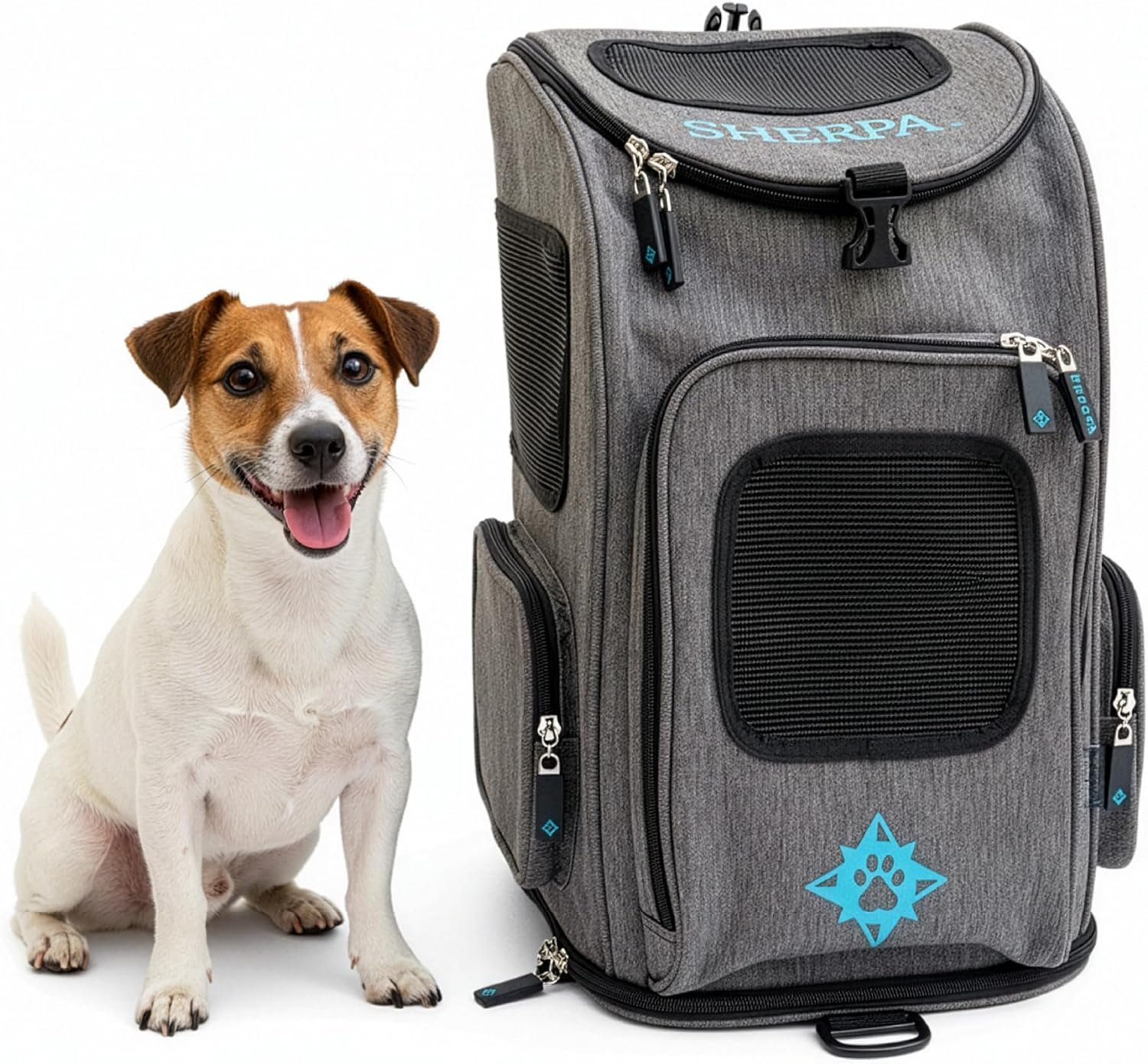Sherpa 2-in-1 Backpack Travel Pet Carrier, Airline Approved & Guaranteed On Board – Gray, Medium