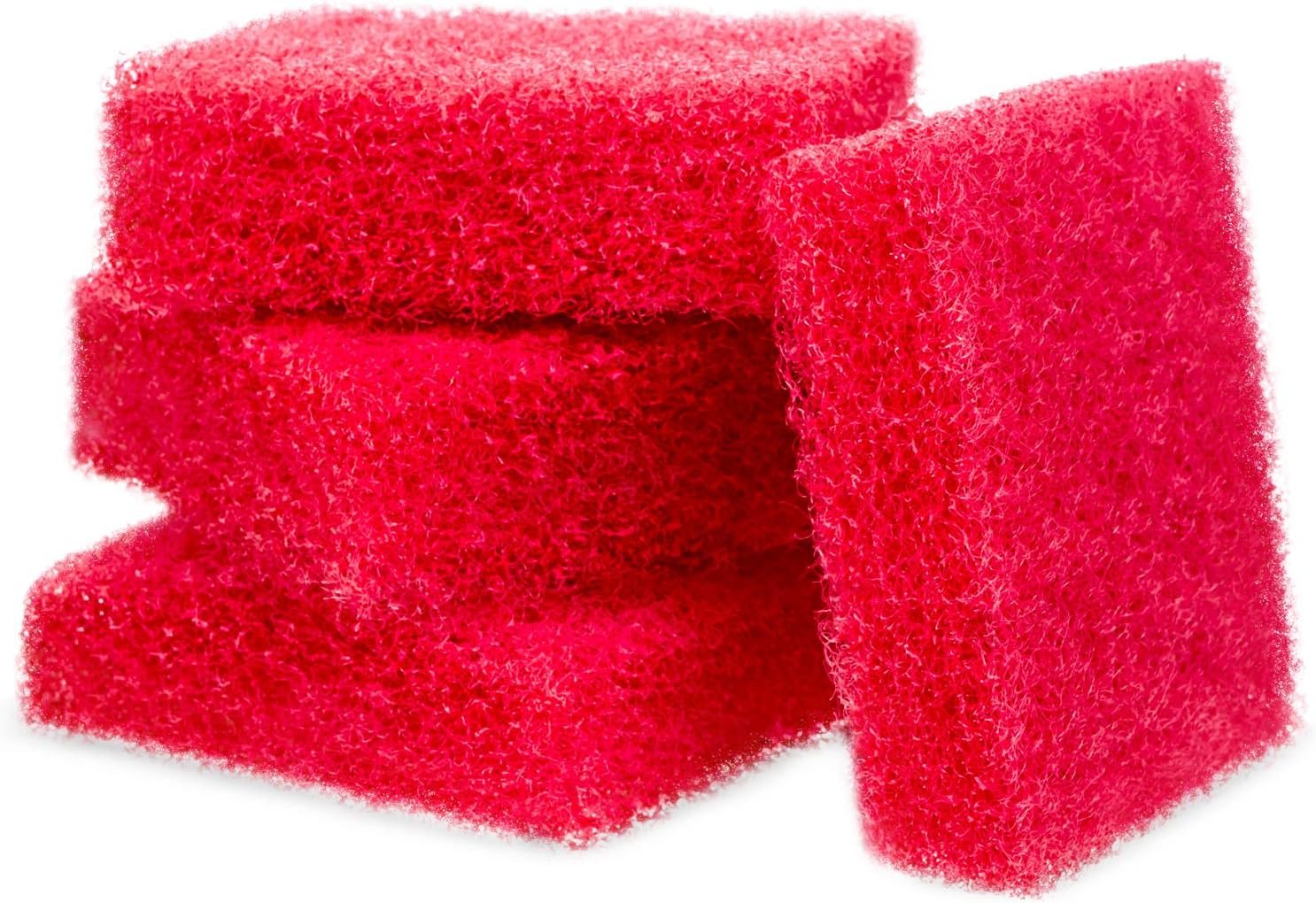 Evergreen Pet Supplies Aquarium Glass Cleaner Sponge – Non-Scratch Aquarium Glass Scrubber – Durable Tank Sponge Cleaner – Ergonomic Fish Tank Pad – Pack of 4, Red, 3.25 in x 3.25 in x 1 in