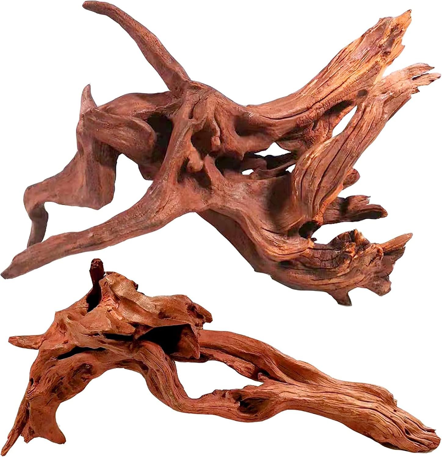 WDEFUN Natural Driftwood for Aquarium Decor, 2-Piece 10”-14” Large Driftwood for Decorations on Fish Tank, Reptiles Bearded Dragon Accessories or Air Plants
