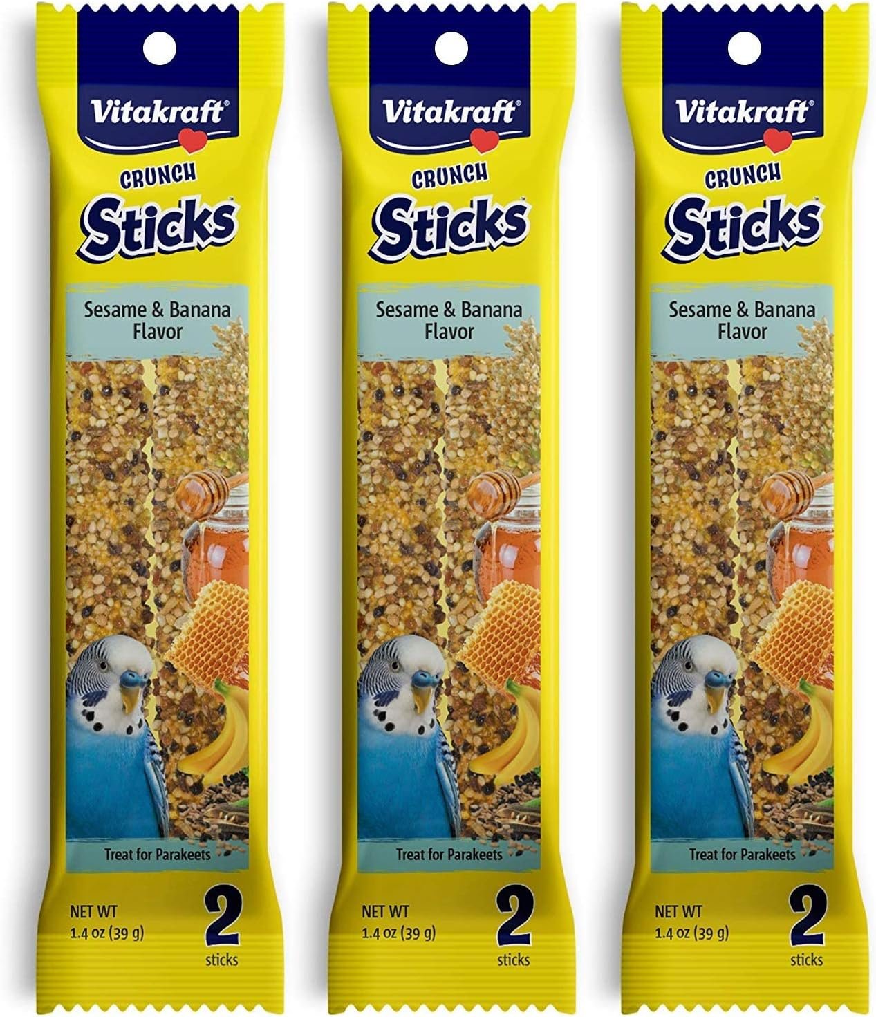 Vitakraft Banana Sticks Parakeet Treat – 2 Pack [Set of 3]