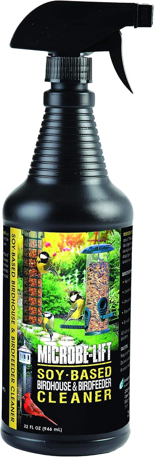Microbe-Lift Soy-Based Bird Feeder & Bird Bath Cleaner Spray – 32 Oz – Safe Cleaning Solution for Birdhouses, Feeders, & Baths – Deodorizer & Non-Toxic Spray for Birds