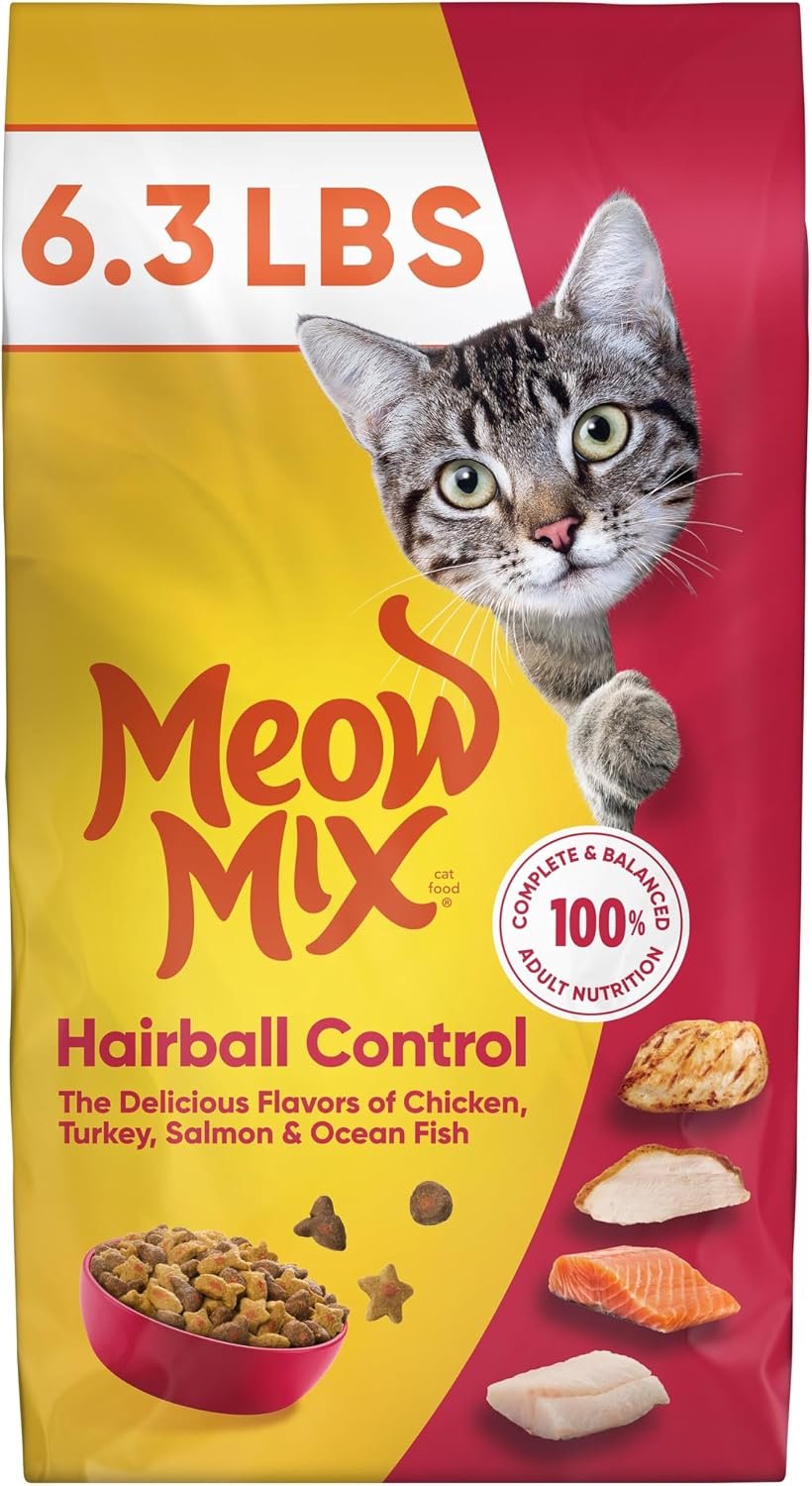 Meow Mix Hairball Control Dry Cat Food, 6.3 Pound Bag