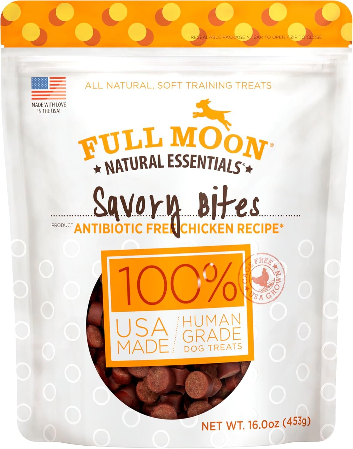Full Moon® Essential Chicken Savory Bites Dog Treats 16 oz | Human Grade, No corn, No wheat, No soy, Glycerin Free, Made in the USA