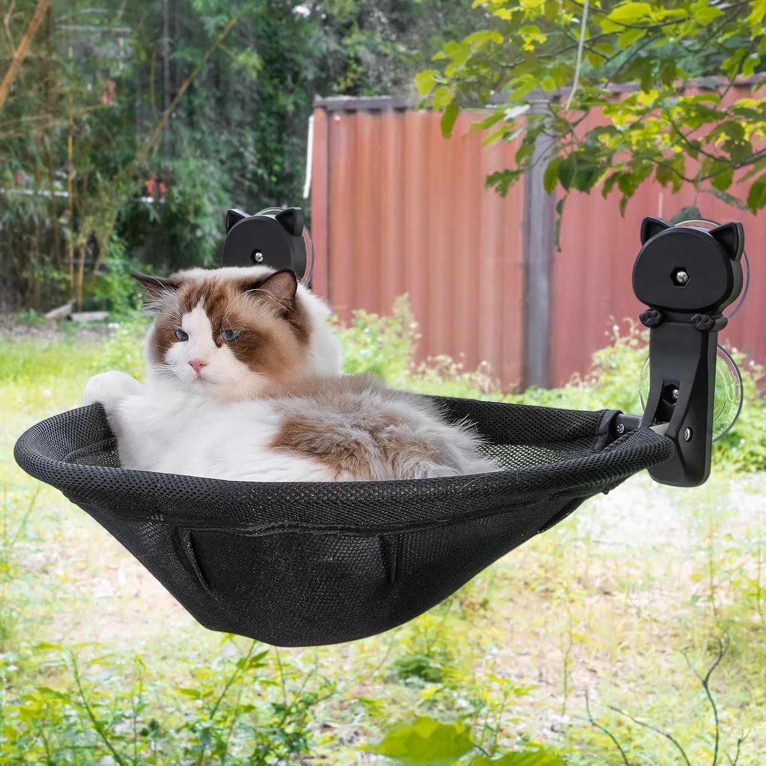 Cat Window Perch Cordless, Foldable & Stable Cat Beds- Breathable Cat Window Hammock for Overlooking, Sunbathing and Climbing – Maximum Hold Up to 40lb