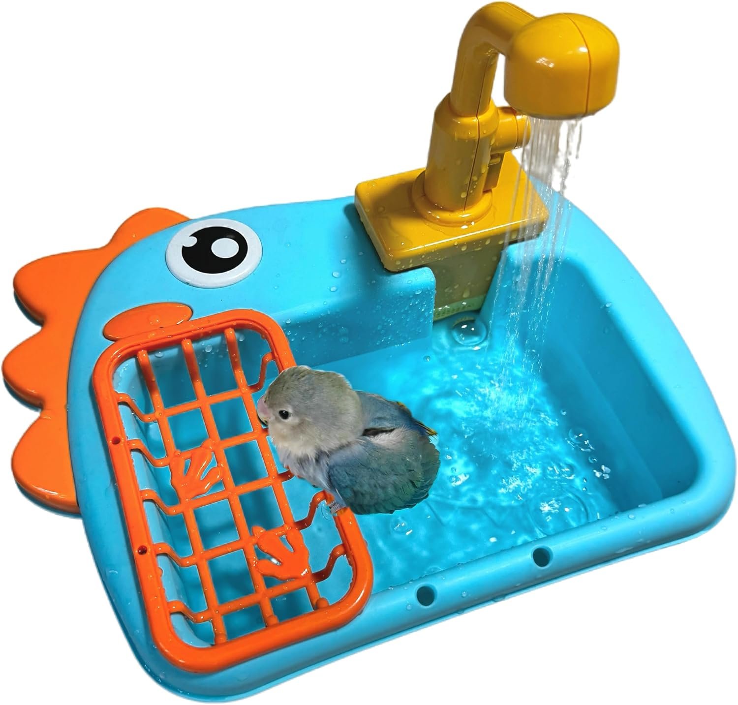 Bird Bath & Shower for Parrots, Auto Water Pump | For cockatiels, budgies, lovebirds & conures. Auto faucet promotes natural bathing. Freestanding, place anywhere.