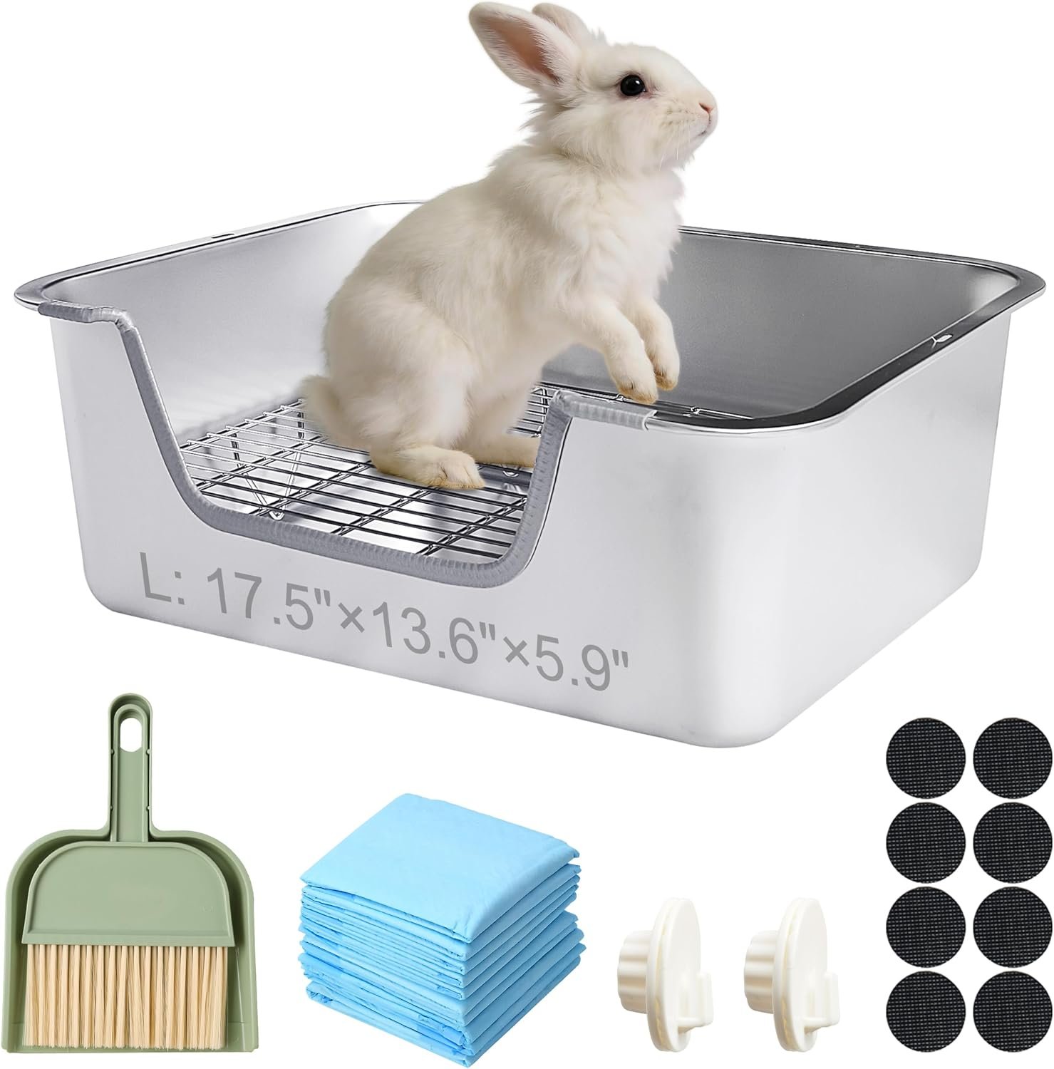 Stainless Steel Sifting Litter Box for Rabbit (L)