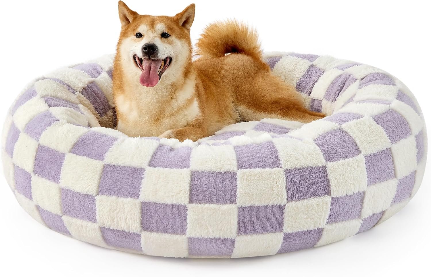 Lesure Shown on TV Jacquard Donut Dog Beds Large Sized Dog,Purple 36x36x8in | Orthopedic Calming Pet Bed Sofa, Original Design Pattern,Washable Cover,Cute Home Decor as Gift for Pet,Anti Slip Bottom