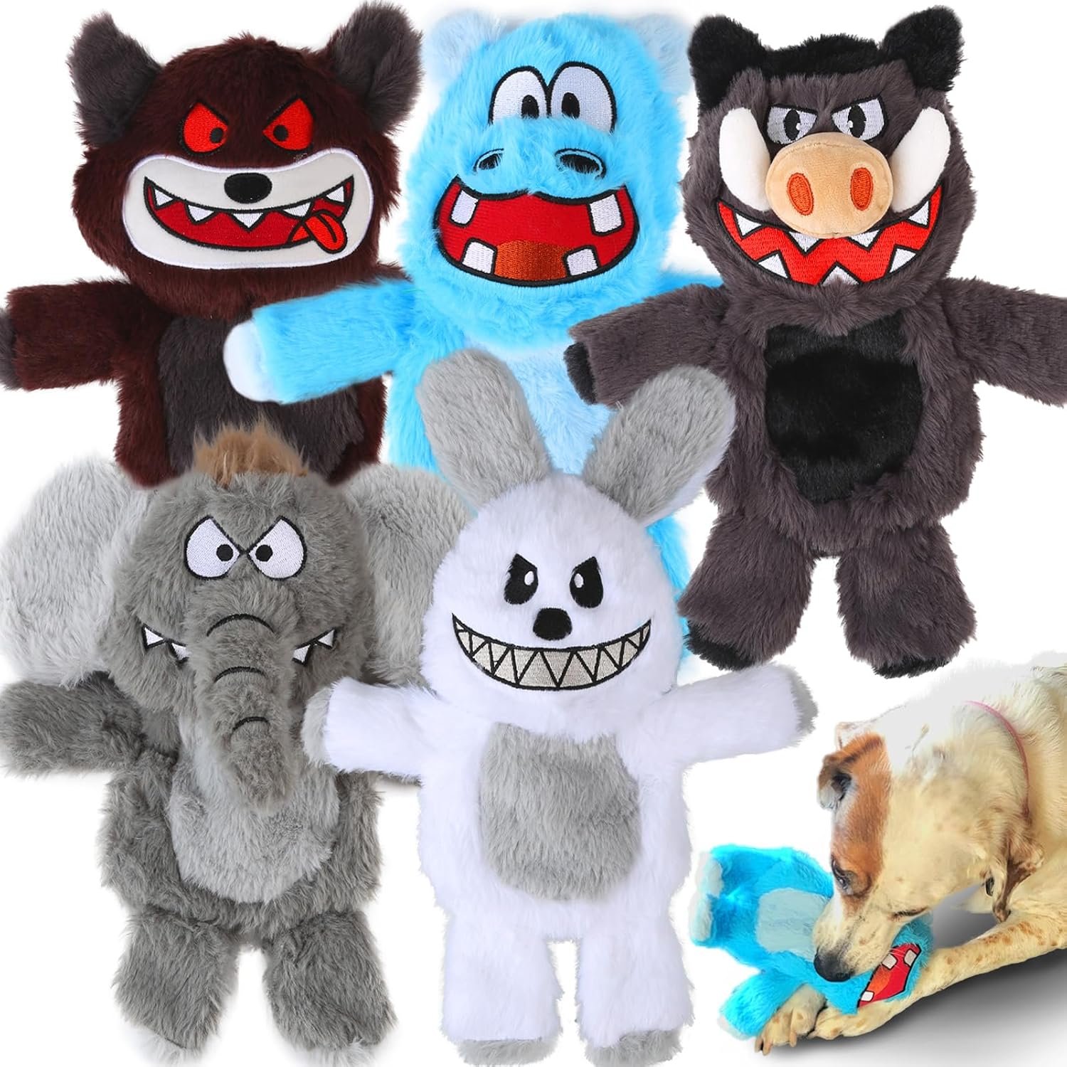 Bzonsmart Dog Squeaky Toys Plush Chew Toys for Small Medium Large Dogs | Double Sound |non-toxic Soft Plush |Double-layer Reinforced Sewing| Suitable for Interactive.Playing, Chewing &Teething