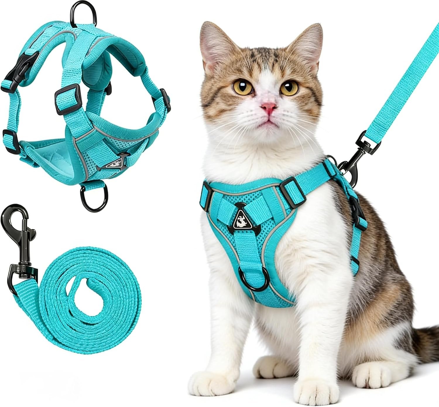 Cat Harness and Leash for Walking, Escape Proof Soft Adjustable Vest Harnesses for Cats (Emerald, M : Cat Weight 6.6-9.9 LB)