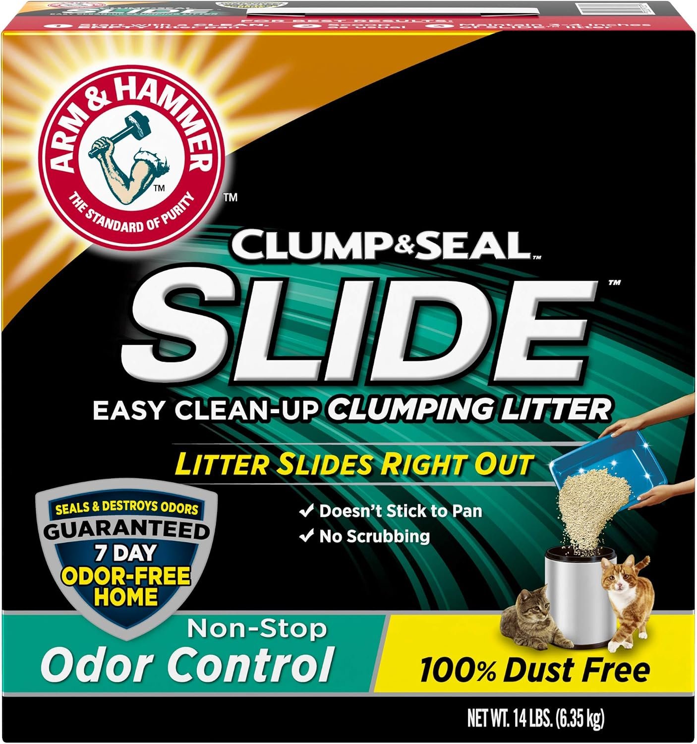 Arm & Hammer Slide Clumping Cat Litter, Non-Stop Odor Control, 14lb