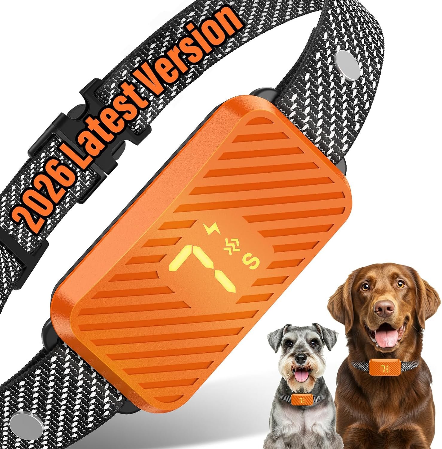 Dog Bark Collar for Large Medium Small Dogs, Effective No-Bark Collar, Smart Barking Collar, 2026 Upgraded Bark Collar with 7 Sensitivity, 3 Modes, Orange