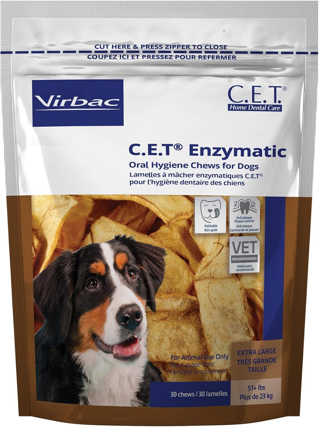 Virbac C.E.T. Enzymatic Oral Hygiene Chews, Extra Large Dog, 30 Count