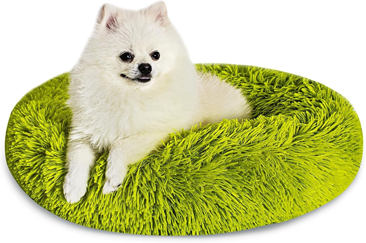 Calming Dog Bed for Small Dogs Cats, Kitty Puppy 23” Round Anti-Anxiety Warm Fluffy Plush Faux Fur Bed, Soft Anti-Slip Donut Washable Small Pet Bed, Cozy Cat Puppy Bed, Fits up to 30 lbs Pets