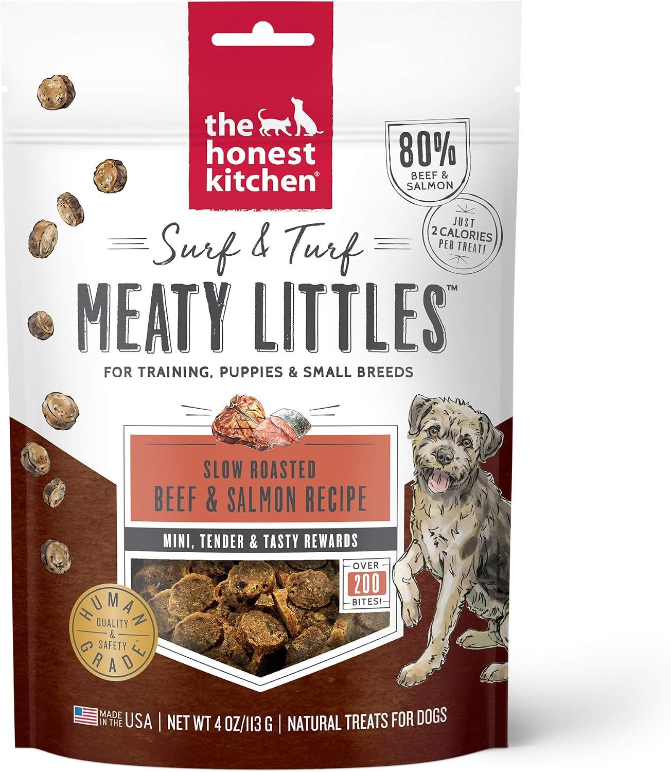 The Honest Kitchen Surf & Turf Meaty Littles: Beef & Salmon Recipe, 4 oz Bag