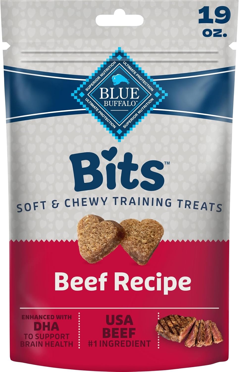 Blue Buffalo Bits Beef Training Treats, 19 oz | Real Beef First, DHA for Cognitive Development, No Chicken By-Product Meals, Free from Red Dye 40
