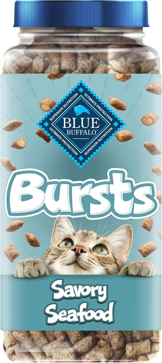 Blue Buffalo Bursts Seafood Crunchy & Creamy Cat Treats, 12 oz | Real Salmon First, Crunchy Shell with Creamy Center, No Poultry By-Product, Corn, Wheat, or Soy