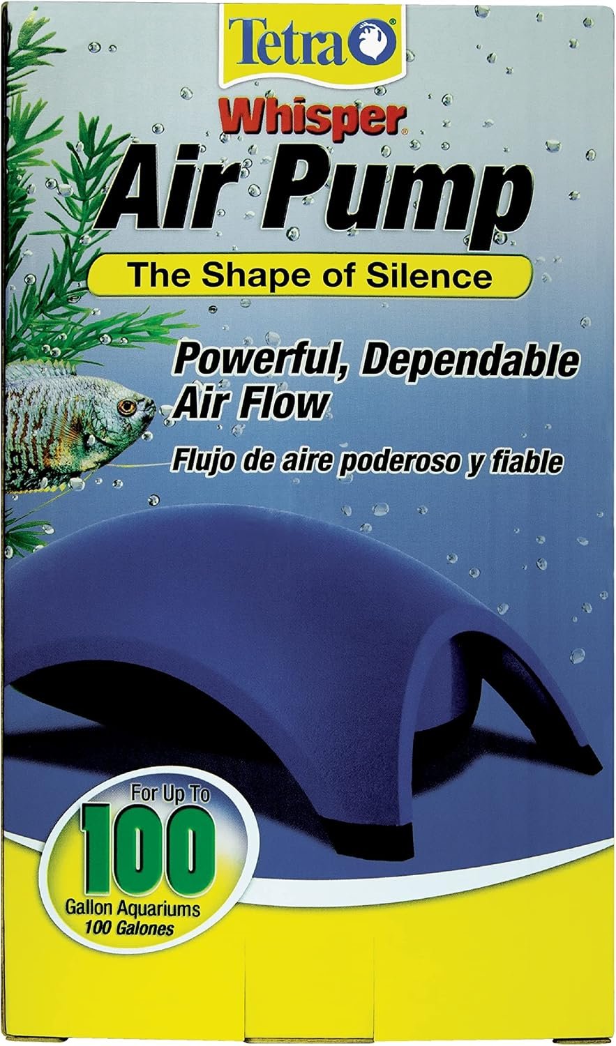 Tetra Whisper Air Pump for Aquariums Up to 100 Gallons, Non-UL | Suspended Motor For Quiet Operation, Provides Oxygen & Water Movement In Fish Tank, For Freshwater Or Marine Fish