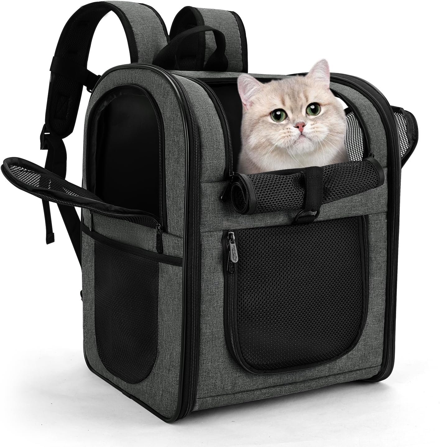 Apollo Walker Cat Carrier Backpack for Small Dogs and Cats Up to 18 lb | Side Pockets, Four-Sided Breathable Mesh, Stability Package, Removable Pad,3D back panel,Thickened shoulder straps